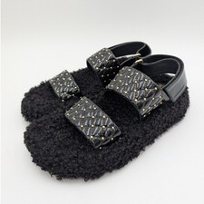 Jeffrey Campbell Ardeman Sandal Women's Open Toe Faux Fur Black Size US6 EU37