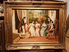 Oil canvas ladies knights - oil, on