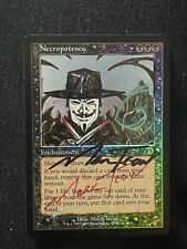 MTG NECROPOTENCE FOIL - Altered Double Signed  - MAGIC Deckmaster. Exc++. UNIQUE