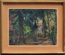 Pollonera  Carlo ( Alessandria d'Egitto 1849-Torino 1923). Nel parco,  olio . 