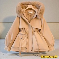 Doudoune Femme Manteau Long Doublé Capuche Cordon Hiver Chaud Parka Neuf
