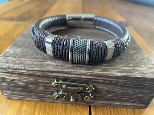 Braccialetto marrone pelle - braccialetto,