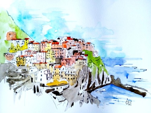 Acuerello originale dipinto - , a