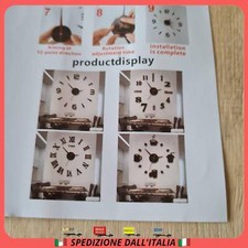 OROLOGIO ADESIVO DA PARETE 3D PER MURO DI CASA CUCINA SALA SALOTTO MODERNO DECO