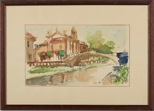 ZECCA ANTONELLO ACQUERELLO SU CARTA SCORCIO DI MILANO