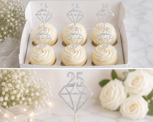 Topper per cupcake argento