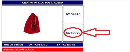 59920 fanale posteriore - fanale, sx