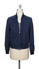 Giacca In Suede Blu Navy