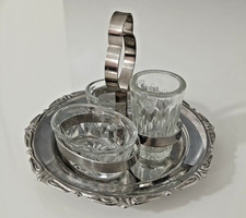 Porta Sale Pepe e Stuzzicadenti Vintage in Vetro e Acciaio Inox