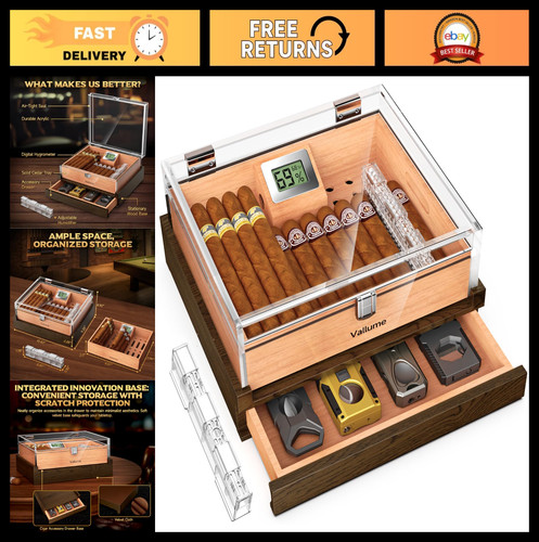 Compact acrylic cigar humidor - compact,