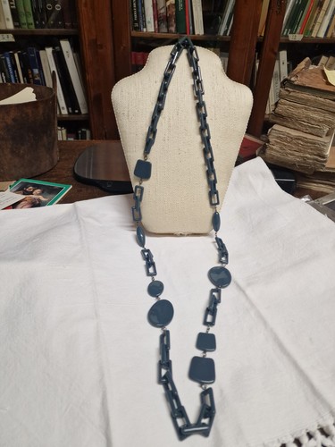 Collana plastica lunga grigio - plastica,