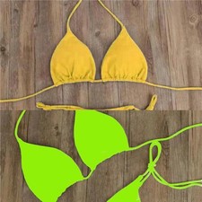 Set bikini perizoma stile cravatta laterale costumi da bagno brasiliani in verde