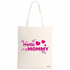 borsa ecru scritta hello mommy