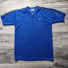 Nike Airliner T-Shirt Maglia Scollo V Uomo Taglia Large Manica Corta Blu Vintage