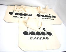 Diadora Running Tote Bag Shoulder Grocery Canvas Beige Tote Bag 15" x 16" 3 Pack