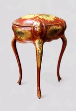 Tavolino Da Lavoro   Stile 700 Veneziano Bombato Dipinto Motivo Floreale XX sec