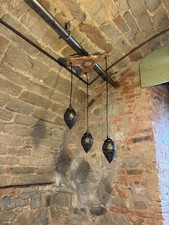 Lampadario Artigianale Legno Olivo