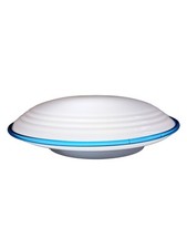 Plafoniera Vetro Murano Opalina Bianca Bordo Blu 40 Cm