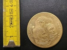 GETTONE ALDRIN AMSTRONG COLLINS 21 LUGLIO 1969-RIZZOLI-METALLO DORATO MEDAGLIA