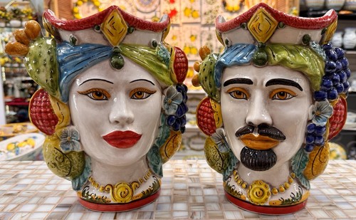 Ceramica siciliana teste - siciliana, di