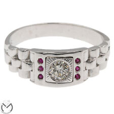 Anello uomo in oro bianco 18 Kt 750 semirigido diamante 0,35 ct -90/ST-