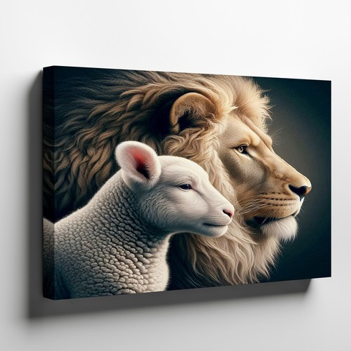 Stampa tela leone - leone, agnello