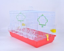 Gabbia Cova per Allevamento Uccelli Rossa con Divisorio e Accessori