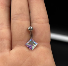 Piercing Banana in Acciaio Chirurgico mm. 1,6 x 10 Pallina mm. 5 con Zircone AB