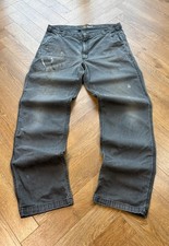 pantaloni carhartt grigio logo carpentiere cargo larghi skate gamba dritta tela