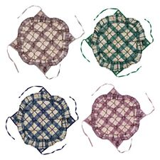 Coprisedie 6 Cuscini Sedia con Ali Volant Lacci Fantasia Quadri Verde Blu Giallo