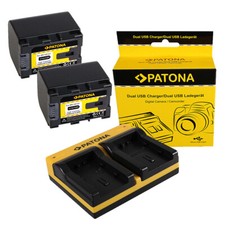 2x Batteria Patona + caricabatteria USB doppio per Jvc Everio GZ-MG760BUS