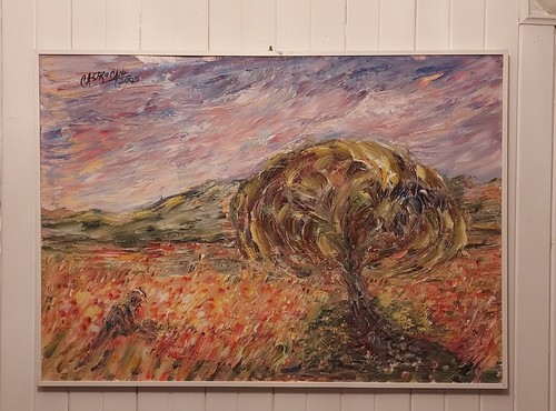 Olio cartone paesaggio - olio, su