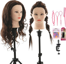 Testa per Parrucchieri 26" 60% Veri Capelli Testina Parrucchiere Capelli Testa p