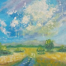 Paesaggio di campo dipinto ad