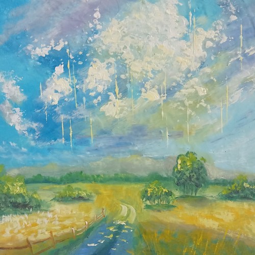 Campi paesaggio quadro - , olio