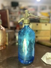 Sifone vintage in vetro blu senza scritte – design retrò anni ’50