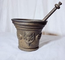 Mortaio Antico Da Farmacia Completo Alta Epoca Bronzo Antik Bronze Mortar