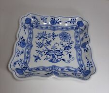 Antico Piatto Quadrato Ciotola Porcellana MEISSEN Blu Cipolla cm 24 Fine '800