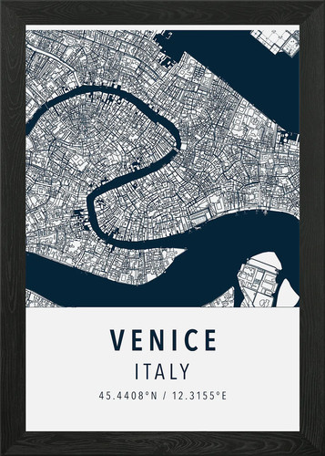 Venice simple map framed wall - simple,