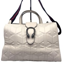 GUCCI Dionysos Borsa a 2 vie in pelle matelassé bianca finitura trapuntata...