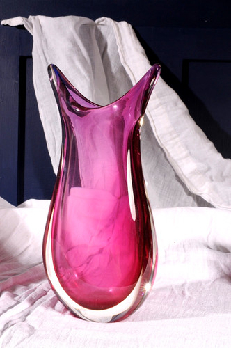 Murano sommerso rosa vaso - murano,