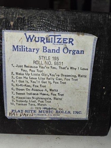 Wurlitzer 165 band organ roll - 165,