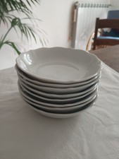 8 piccole ciotole/ coppette/piattini bianche porcellana Bavaria con bordo orlato