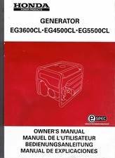 Manuale proprietario generatore Honda per modelli EG3600CL, EG4500CL, EG5500CL, 2013.