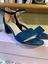 Sandali blu velluto tacco medio elegant