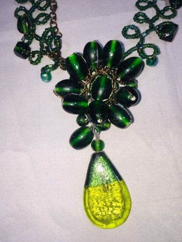 Collana vintage vetro verde - vetro,