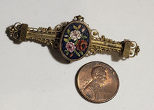 Spilla A Barocco Con Piastrelle In Vetro Blu A Forma Di Rosa Micro Mosaico