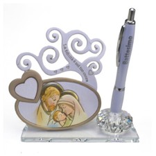 33088 Bomboniere PortaPenne Cristallo Albero della Vita Sacra Famiglia Penna