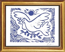 Stampa Pablo Picasso firmata a mano edizione limitata "Colomba Blu della Pace" con certificato di autenticità (senza cornice)