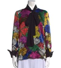  ROBERTO CAVALLI JUST CAVALLI Blusa colorata floreale seta fiocco 40 4 nuova con etichetta